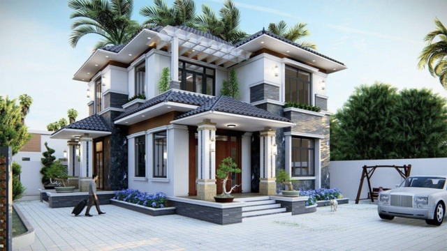 Nha biet thu 2 tang mai Nhat 8