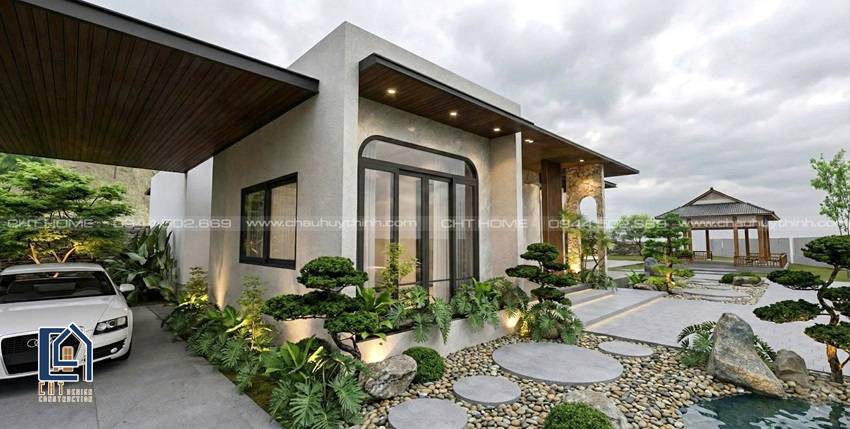 thiết kế nhà vườn mái Nhật rộng hơn 200m²