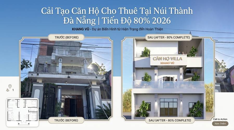 Cải Tạo Căn Hộ Cho Thuê Tại Núi Thành Đà Nẵng| Tiến Độ 80% 2026