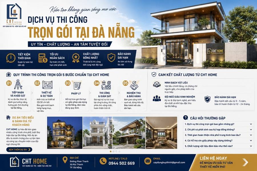 Cong ty thi cong tron goi tai Da Nang| 5 buoc chuan, uy tin